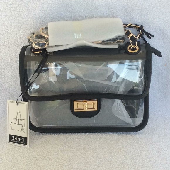 La terre Handbags - Vegan Black and Transparent Purse